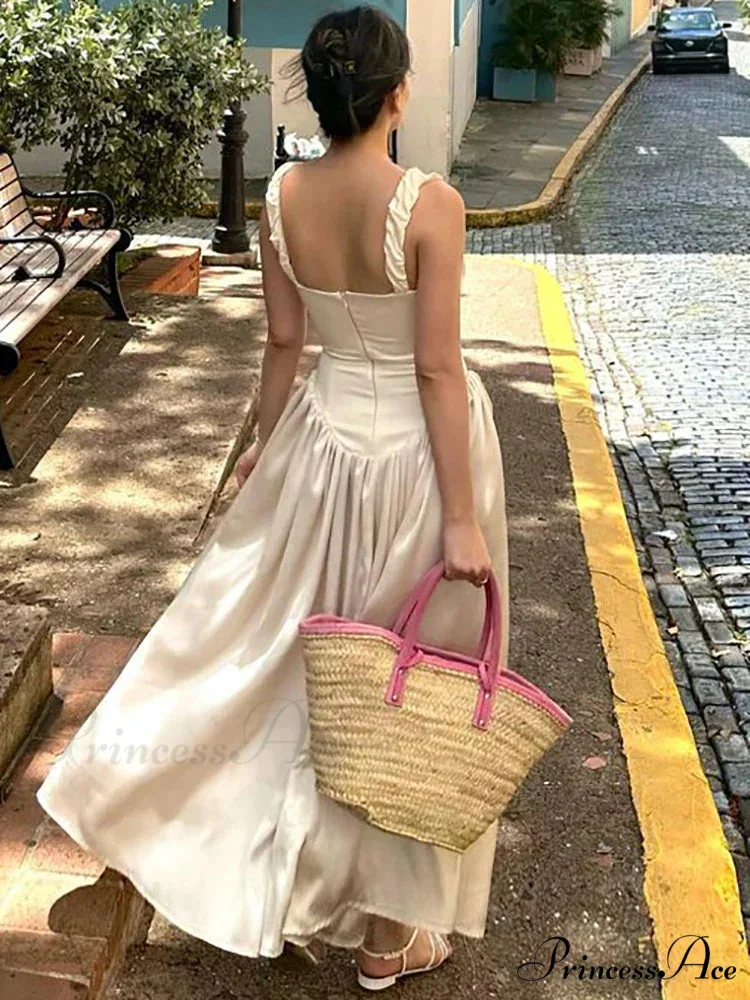 Ruched Strap Stylish Frill Maxi Dress - Image 3