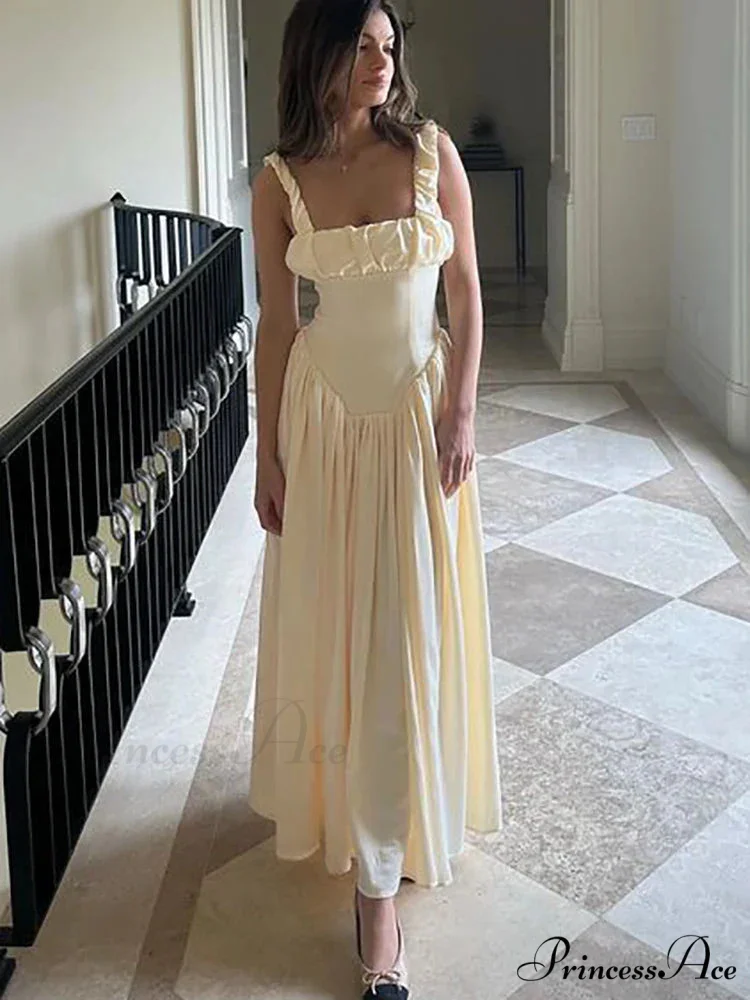 Ruched Strap Stylish Frill Maxi Dress - Image 4