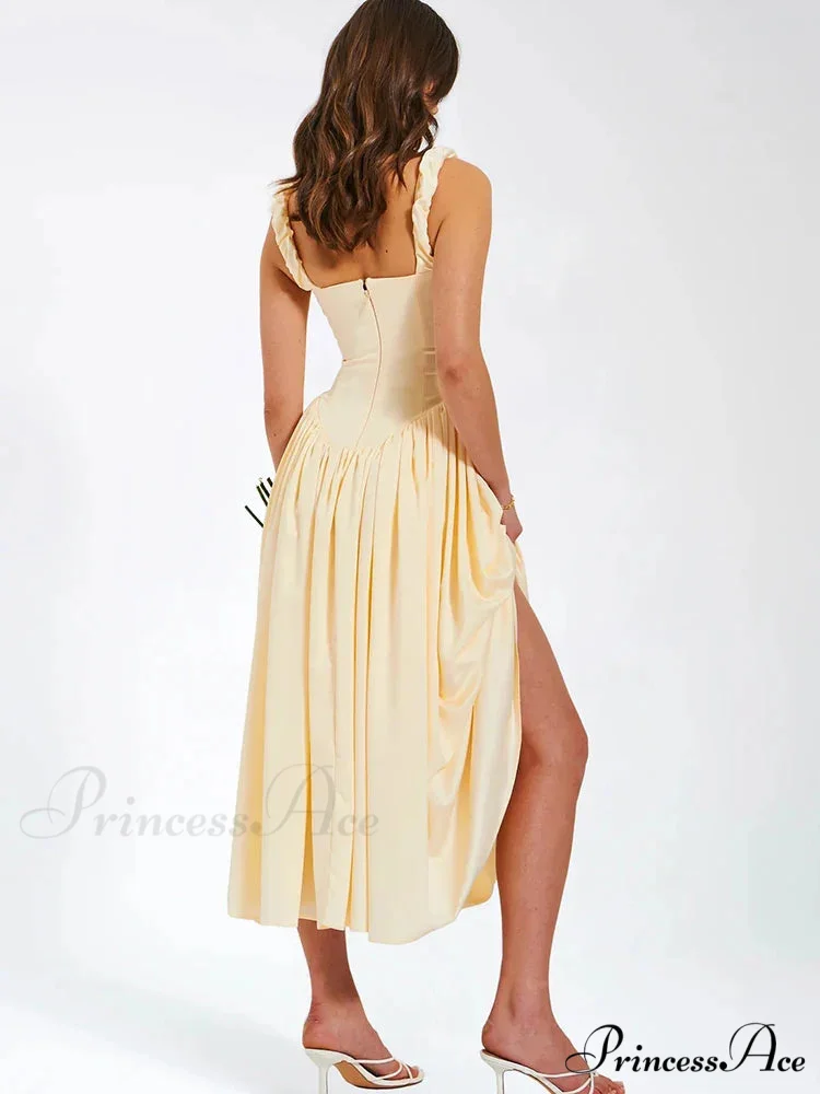 Ruched Strap Stylish Frill Maxi Dress - Image 5