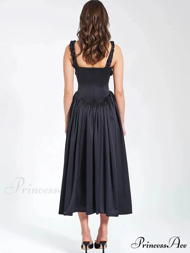 Ruched Strap Stylish Frill Maxi Dress - Image 7