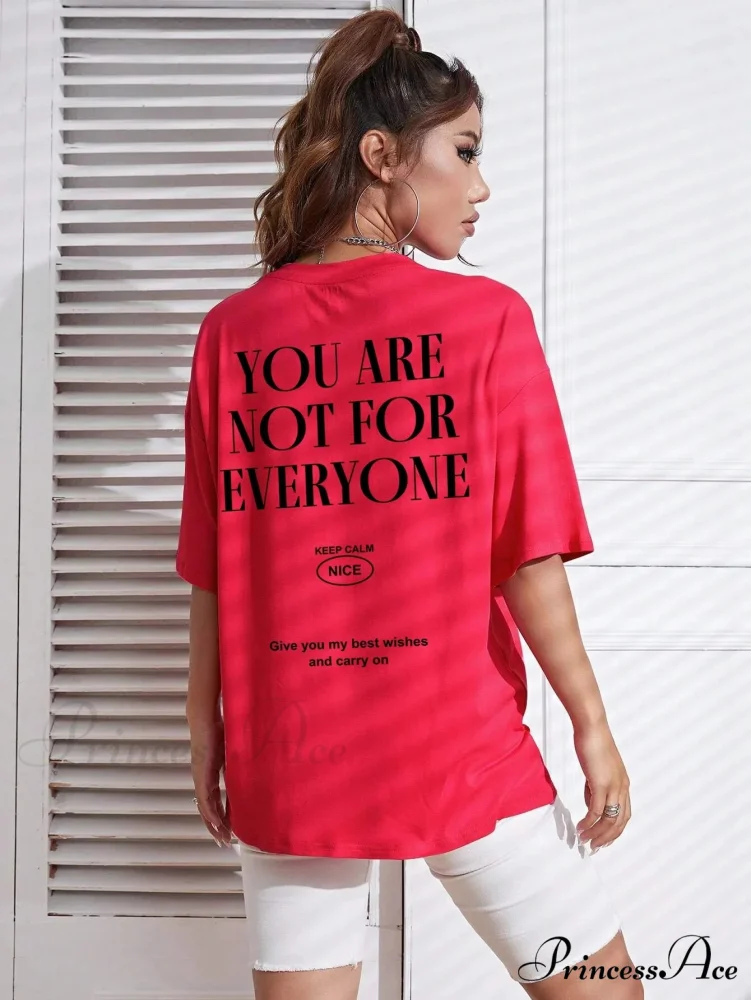 Graphic Back Letter Charming Print Crew Neck T-Shirt - Image 12