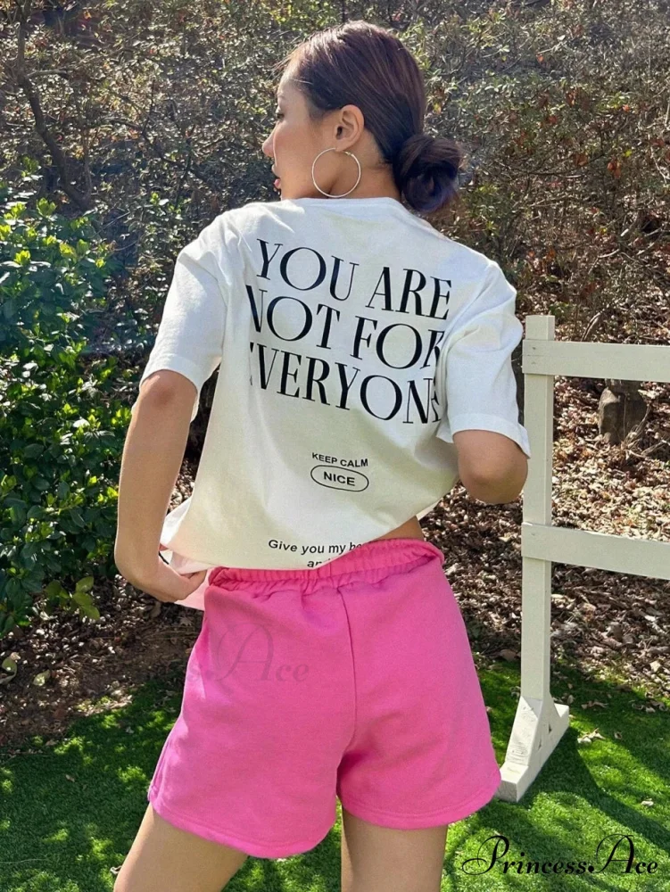 Graphic Back Letter Charming Print Crew Neck T-Shirt - Image 3