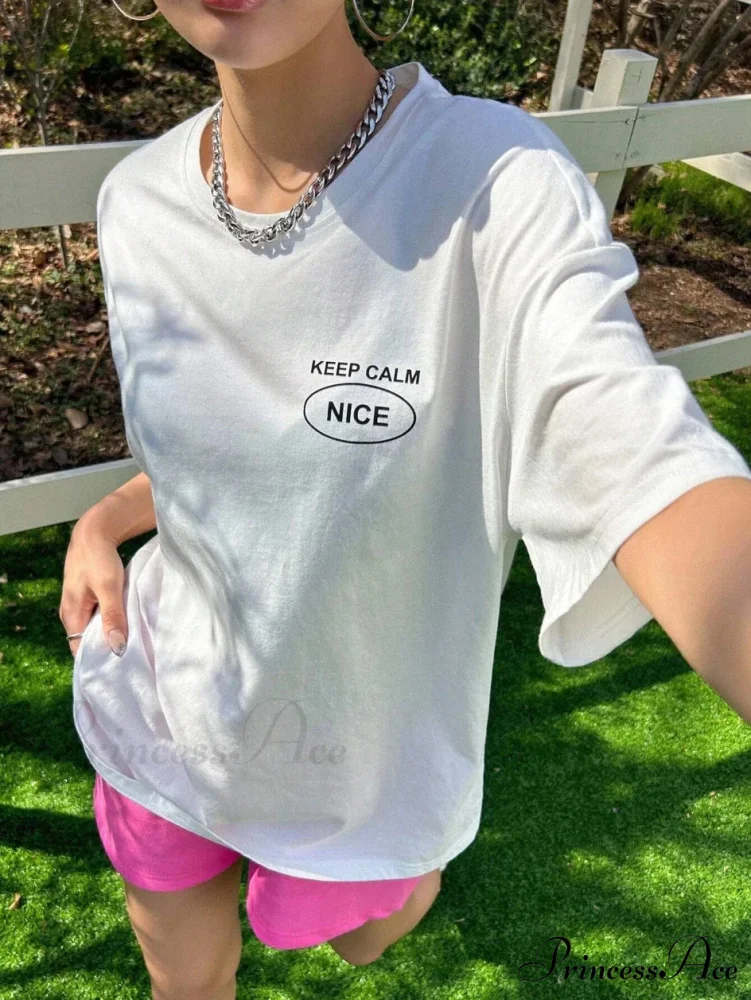 Graphic Back Letter Charming Print Crew Neck T-Shirt - Image 5