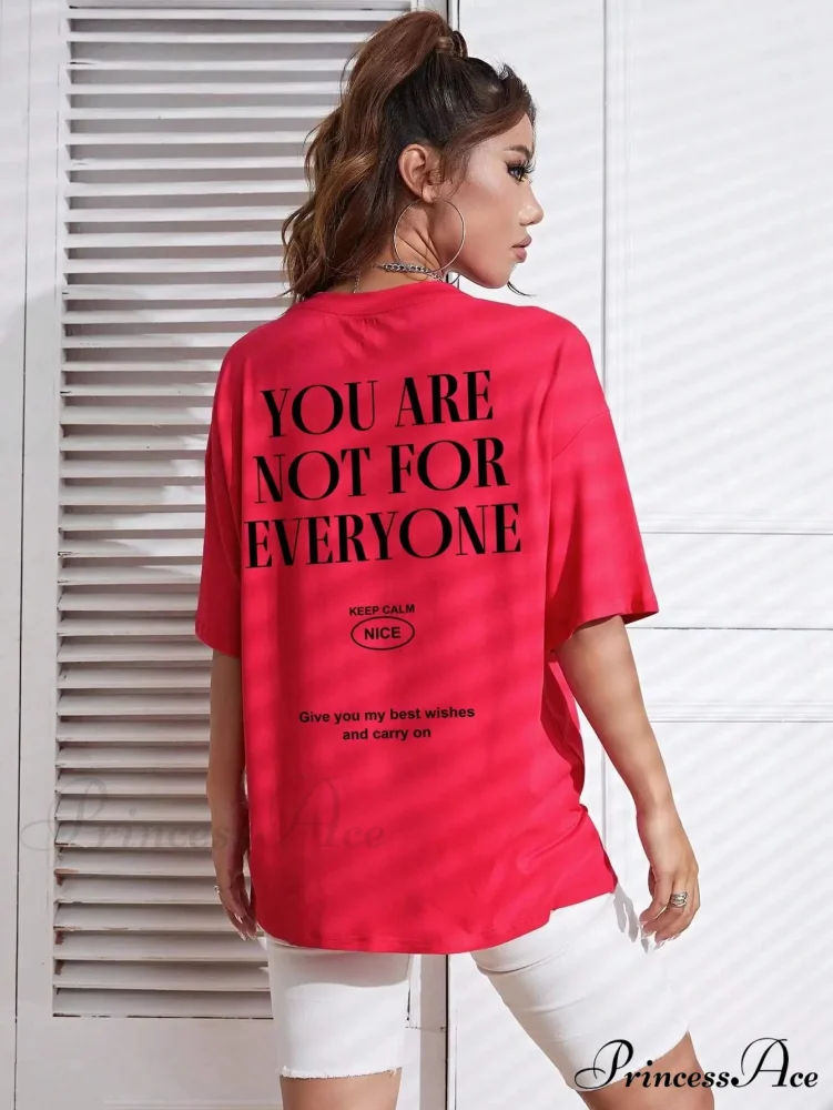 Graphic Back Letter Charming Print Crew Neck T-Shirt - Image 9