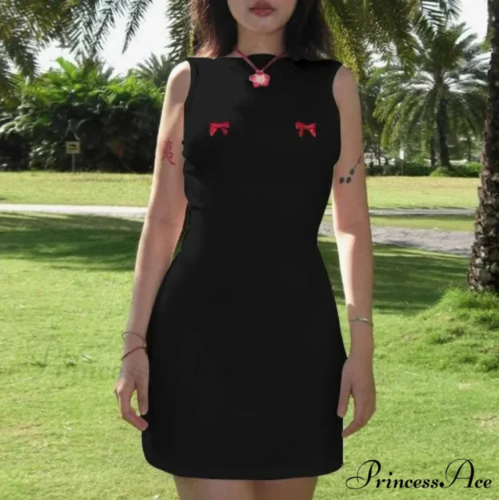 Bows Open Back Charming Sleeveless Mini Dress - Image 8