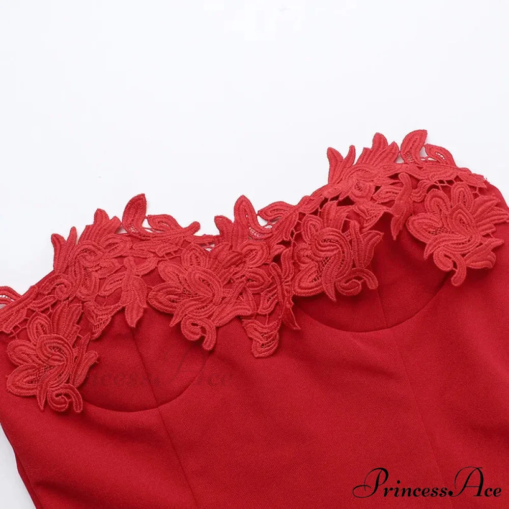 Flower Embroidery Stylish Strapless Mini Dress - Image 12