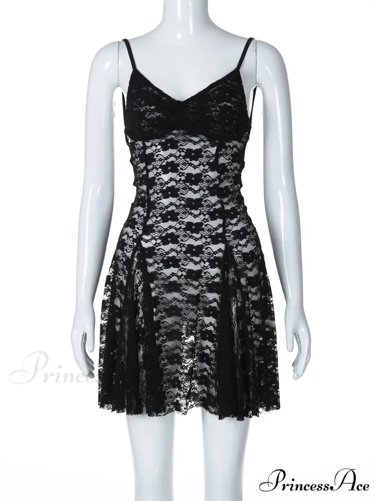 Black Sheer Stylish Cami Mini Dress - Image 6