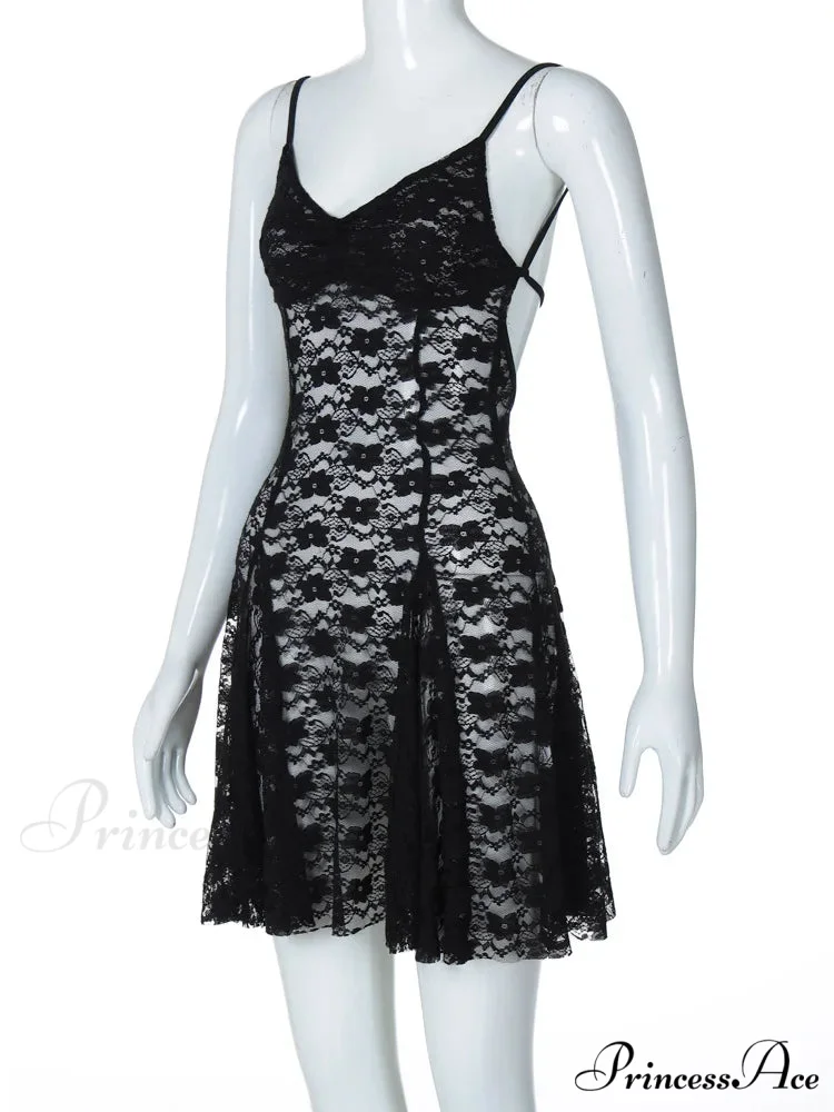 Black Sheer Stylish Cami Mini Dress - Image 7