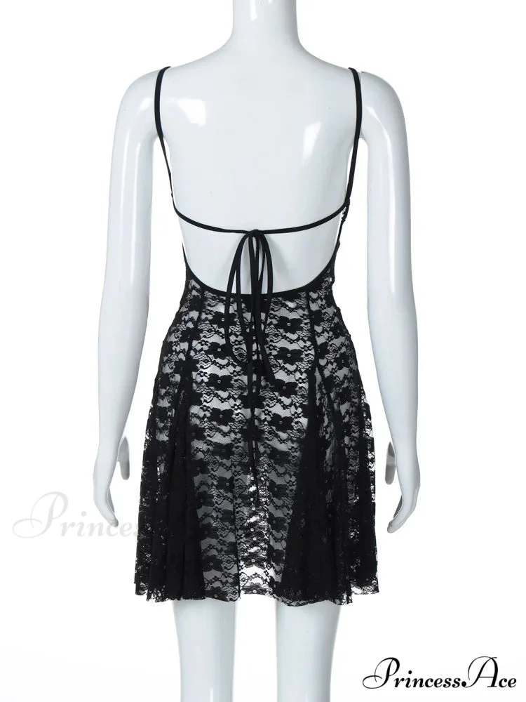 Black Sheer Stylish Cami Mini Dress - Image 8