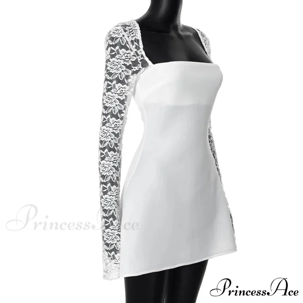 Lace Long Stylish Sleeve Mini Dress - Image 10