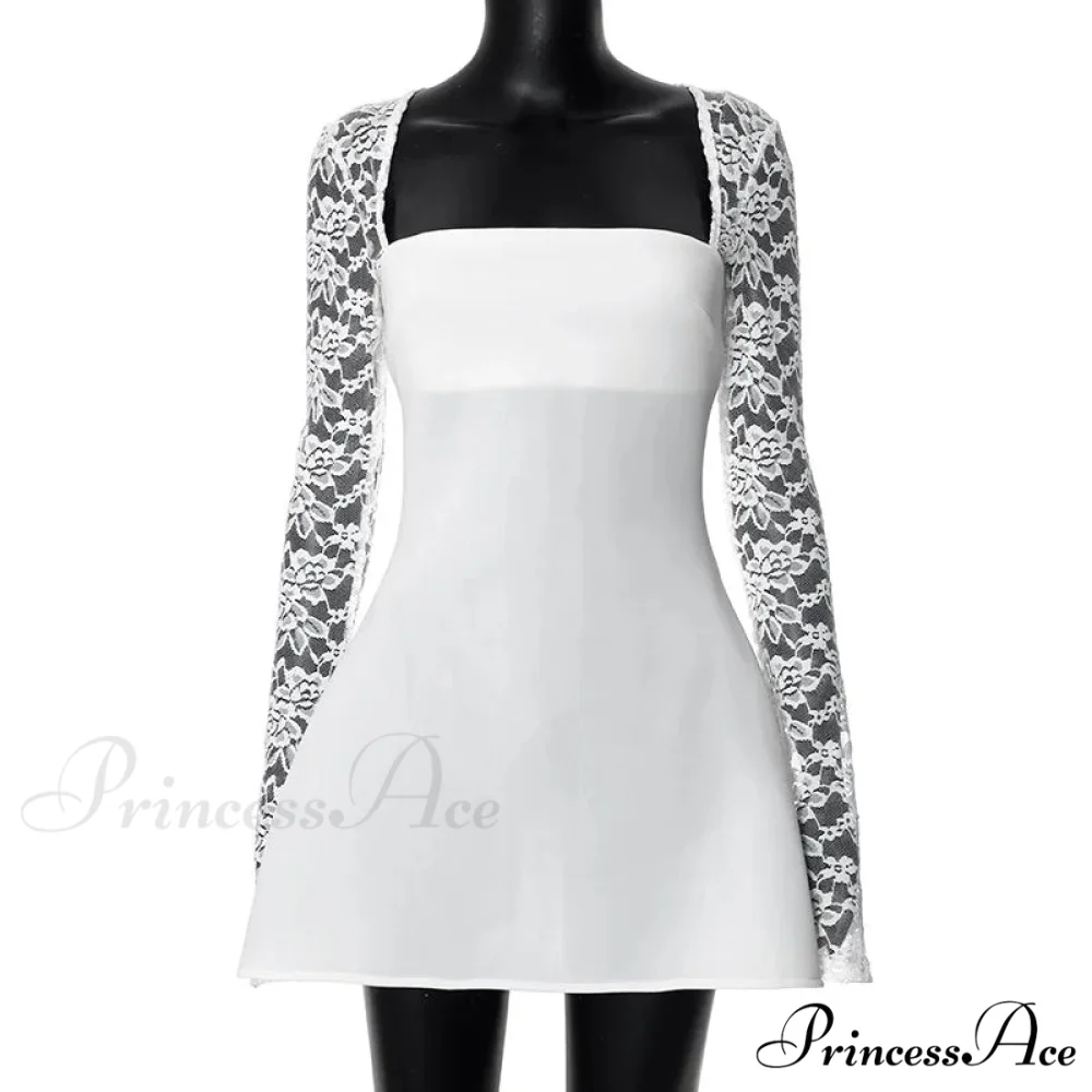 Lace Long Stylish Sleeve Mini Dress - Image 9
