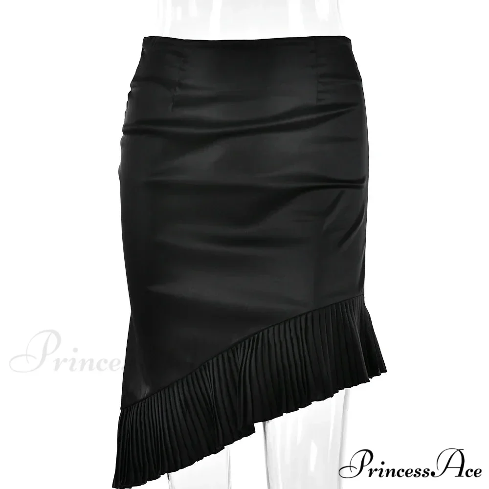 Satin Pleated Stylish Trim Midi Skirt - Image 7