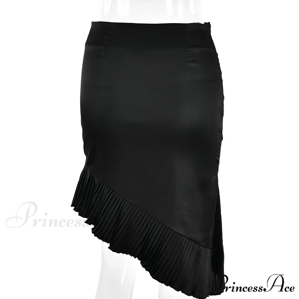 Satin Pleated Stylish Trim Midi Skirt - Image 8