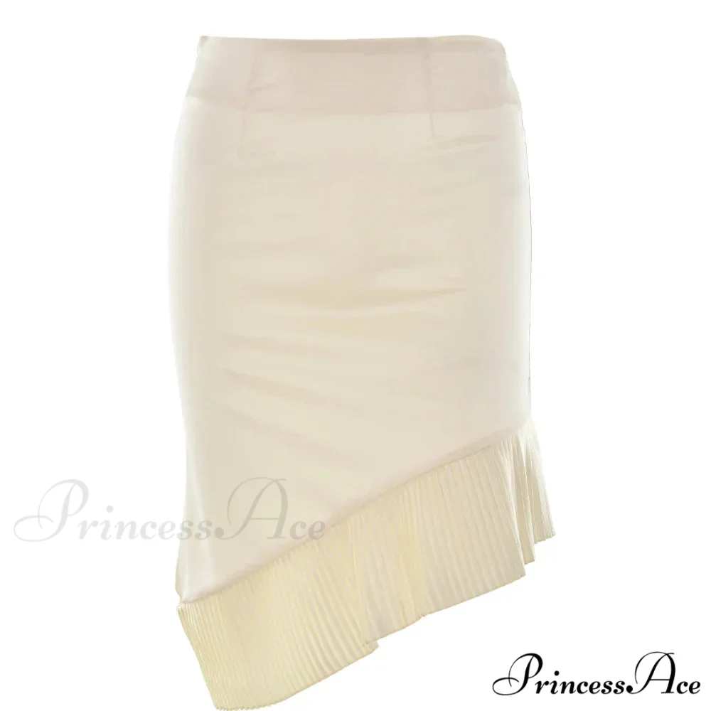 Satin Pleated Stylish Trim Midi Skirt - Image 9