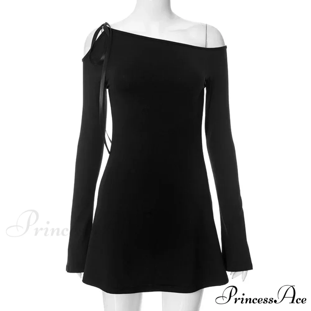Long Shoulder Tie Up Graceful Hollow Out Mini Dress - Image 12