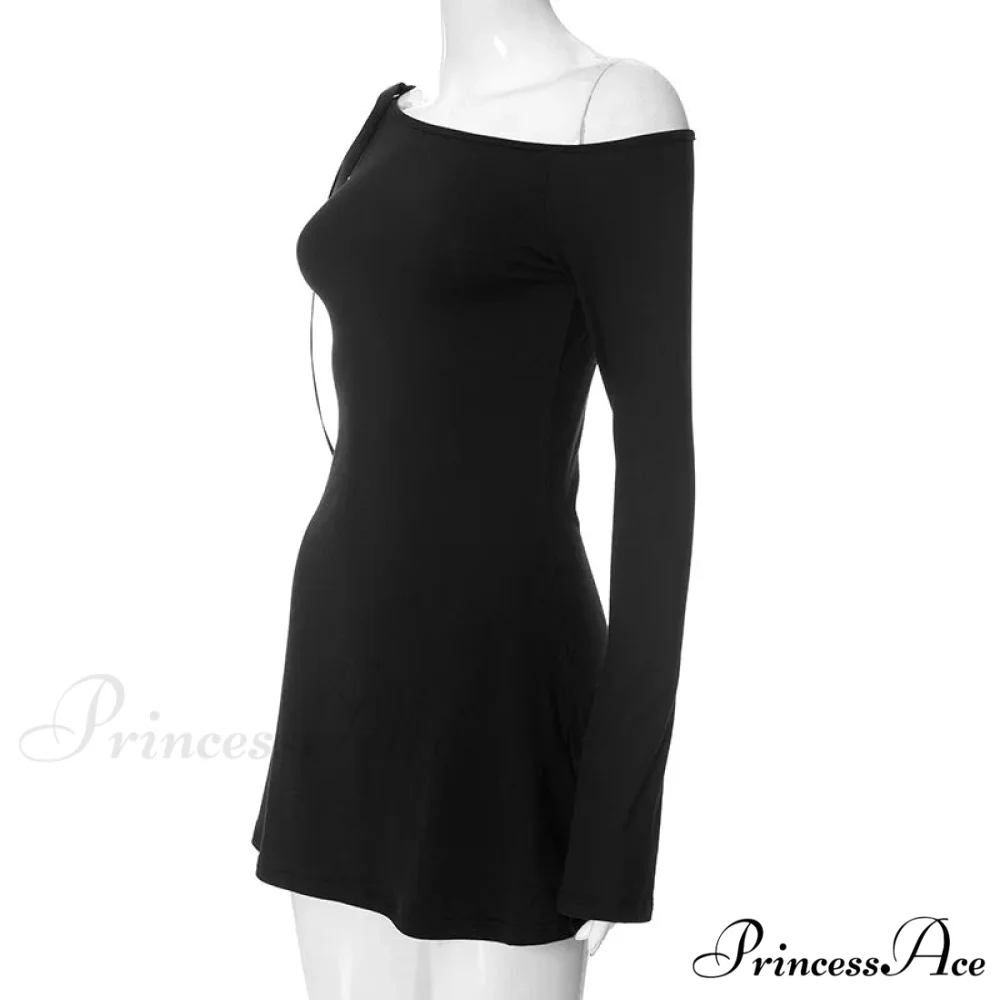 Long Shoulder Tie Up Graceful Hollow Out Mini Dress - Image 7