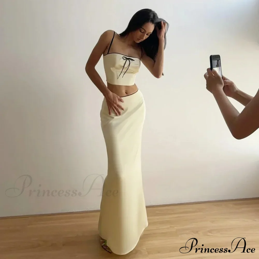 Satin Bow Cami Crop Graceful Top And Maxi Skirt Set - Image 10
