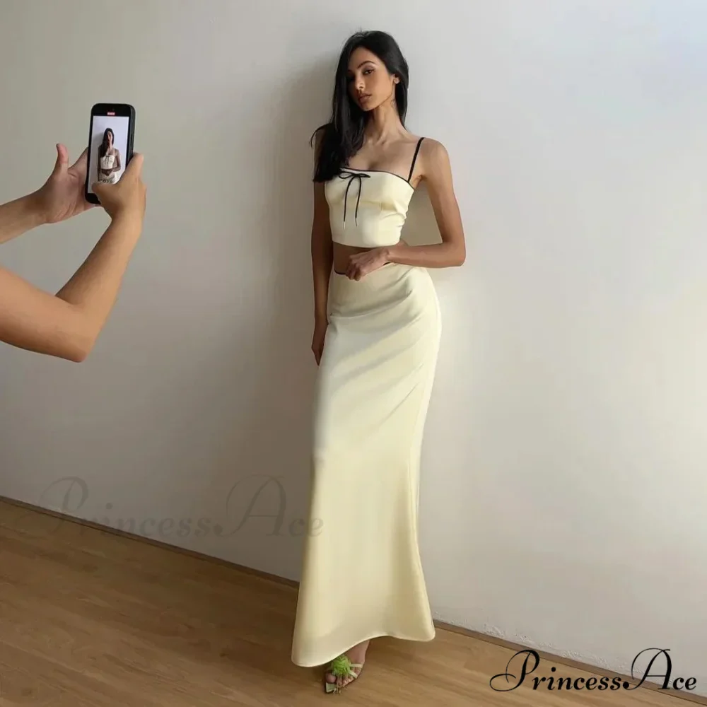 Satin Bow Cami Crop Graceful Top And Maxi Skirt Set - Image 3