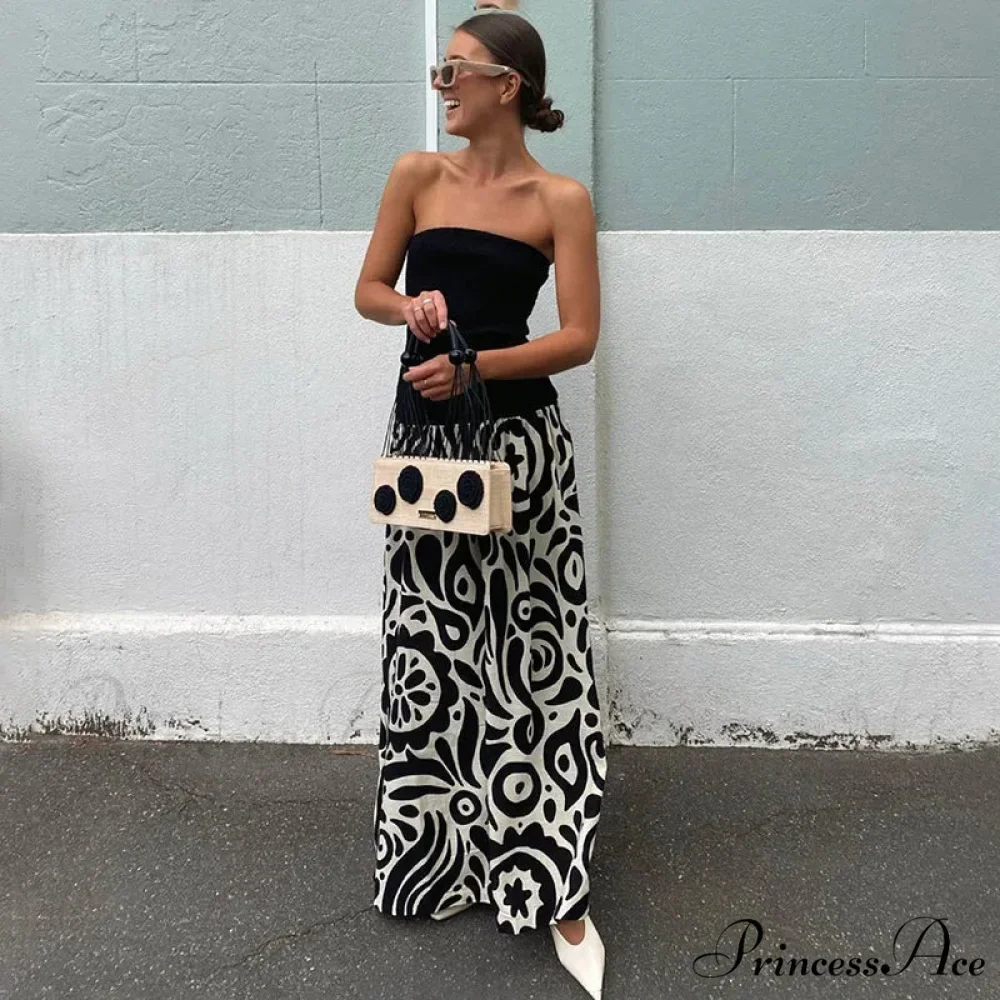 Black And White Charming Colorblock Tube Maxi Dress - Image 9