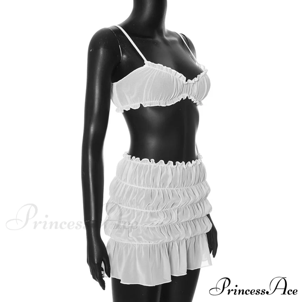 Ruched Bralette and Low Graceful Waist Mini Skirt Set - Image 13