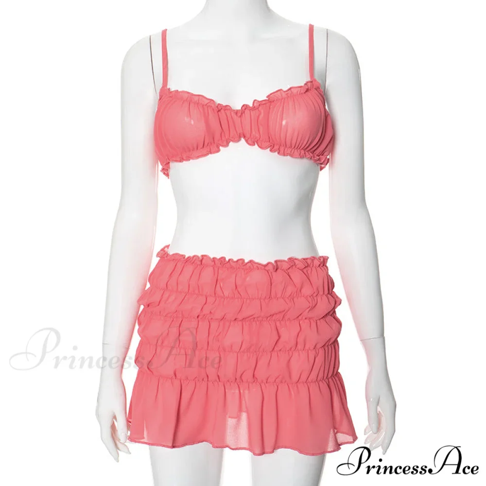 Ruched Bralette and Low Graceful Waist Mini Skirt Set - Image 14