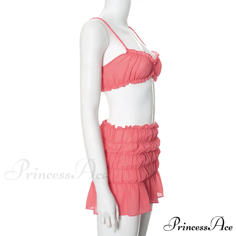 Ruched Bralette and Low Graceful Waist Mini Skirt Set - Image 15