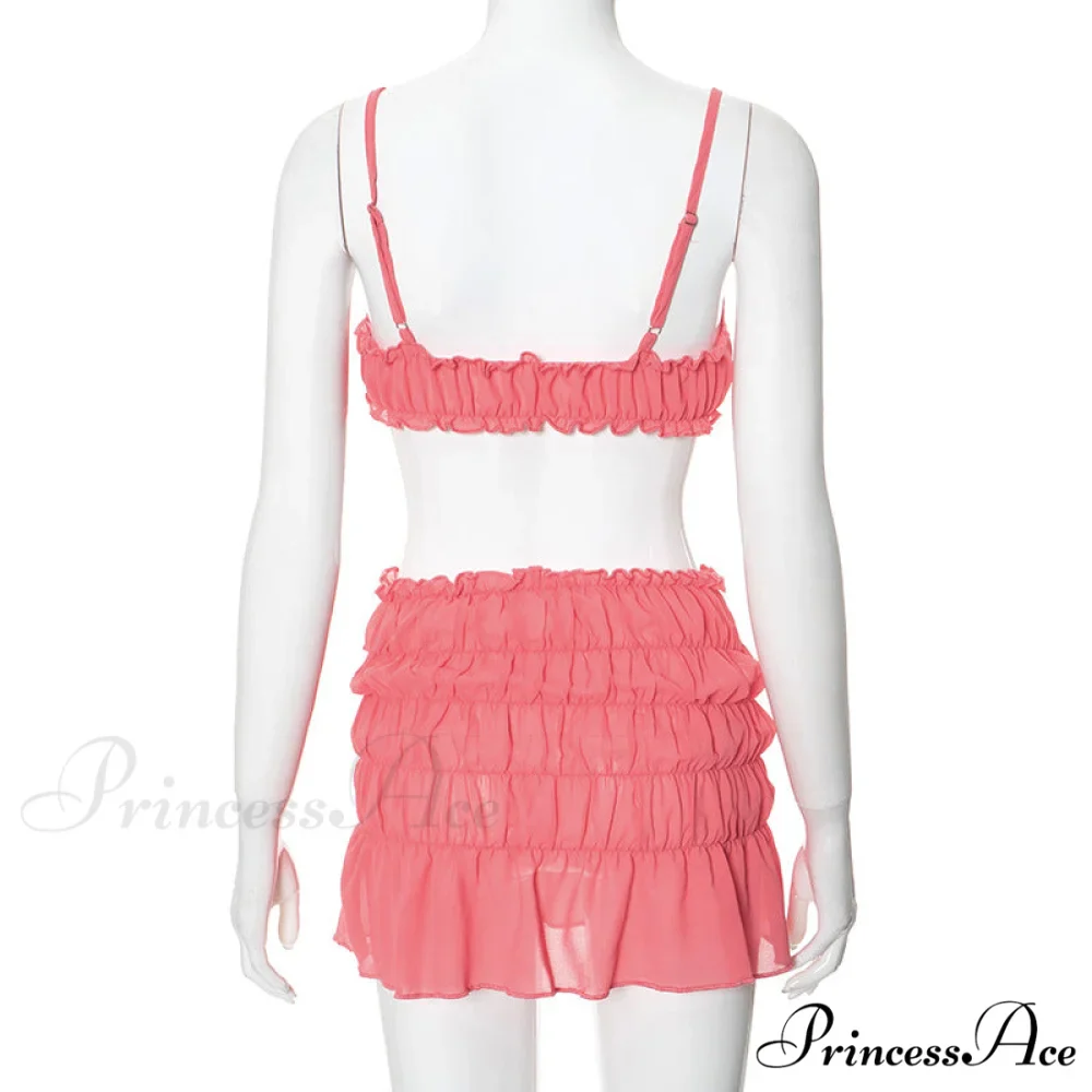 Ruched Bralette and Low Graceful Waist Mini Skirt Set - Image 16