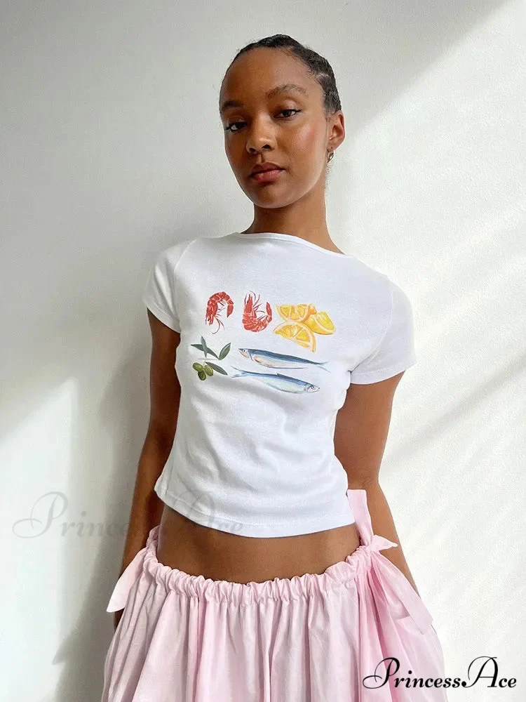 Seafood Graphic Stylish Crop Top - Image 6
