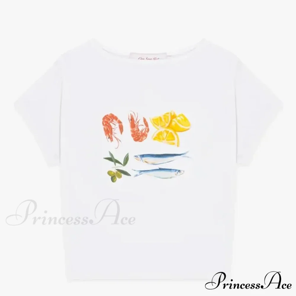 Seafood Graphic Stylish Crop Top - Image 7