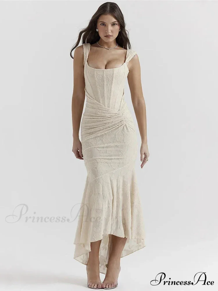 Lace Textured Strap Charming Wrap Midi Dress - Image 10