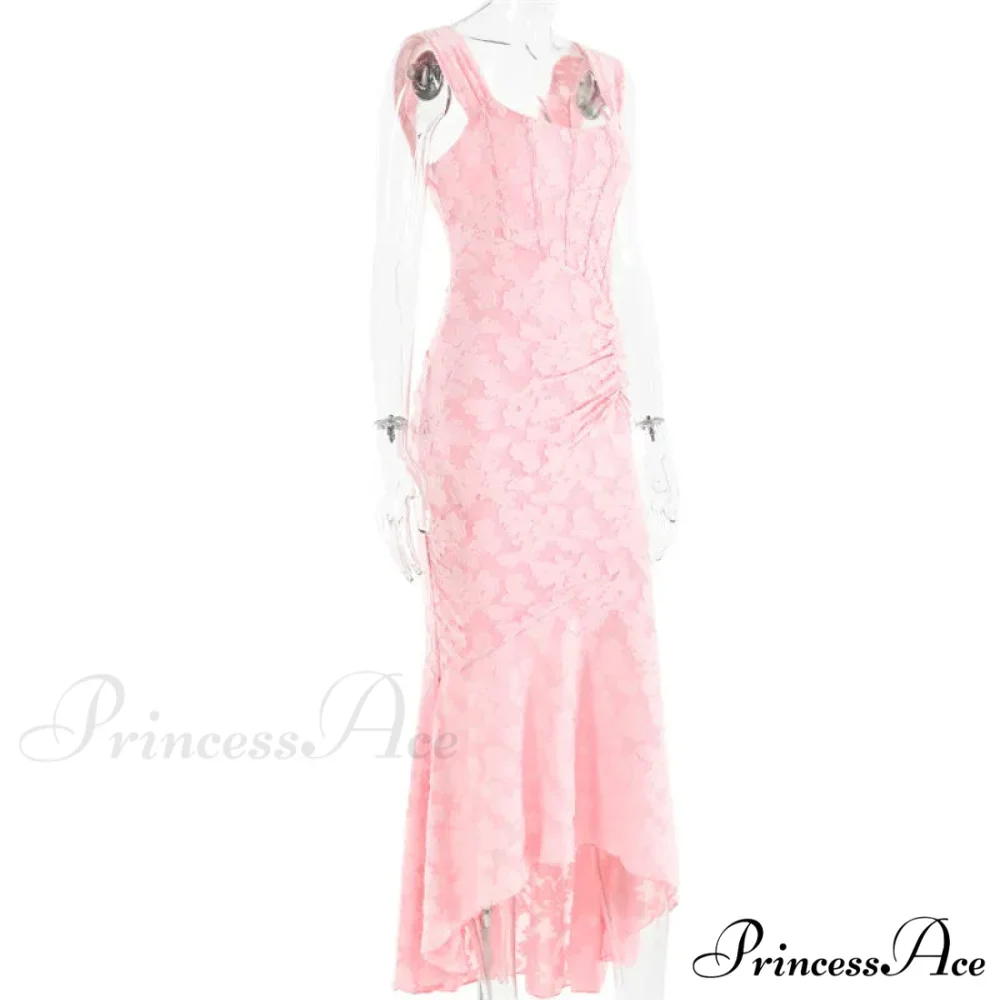 Lace Textured Strap Charming Wrap Midi Dress - Image 12