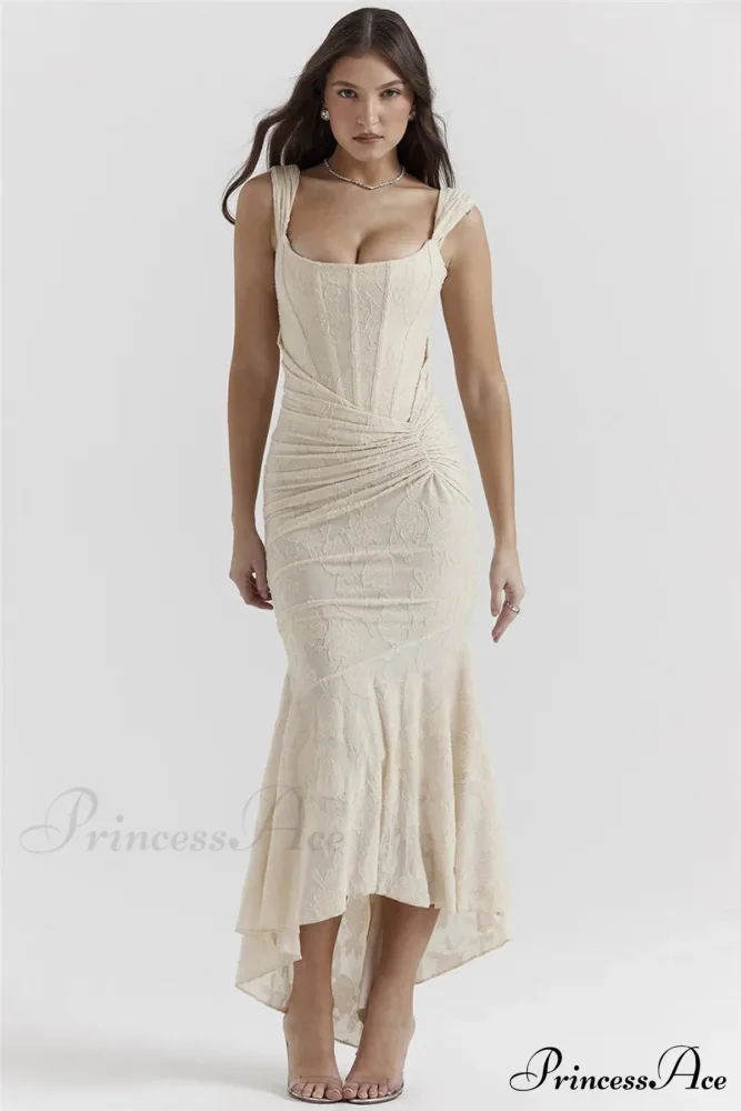 Lace Textured Strap Charming Wrap Midi Dress - Image 20