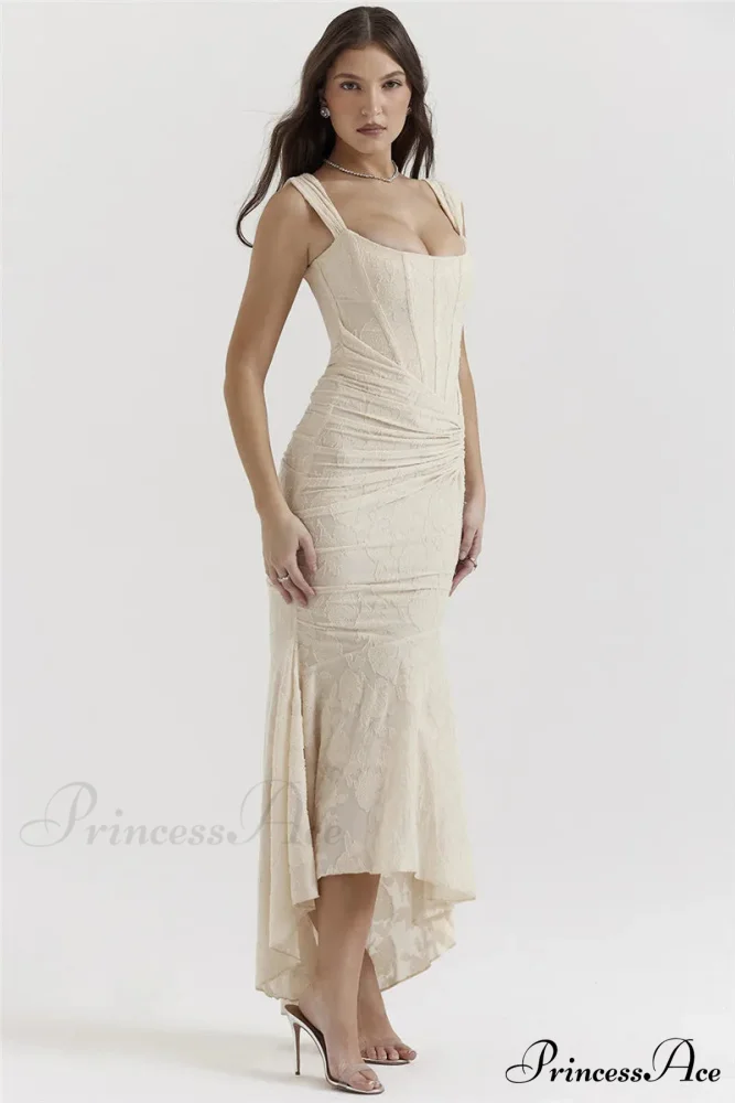 Lace Textured Strap Charming Wrap Midi Dress - Image 23