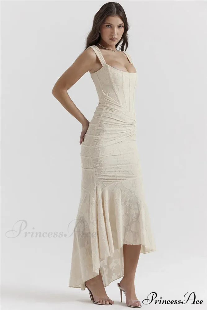 Lace Textured Strap Charming Wrap Midi Dress - Image 24