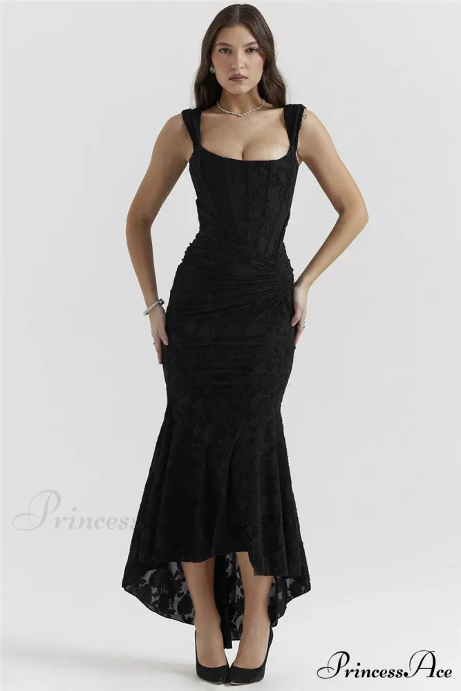 Lace Textured Strap Charming Wrap Midi Dress - Image 32
