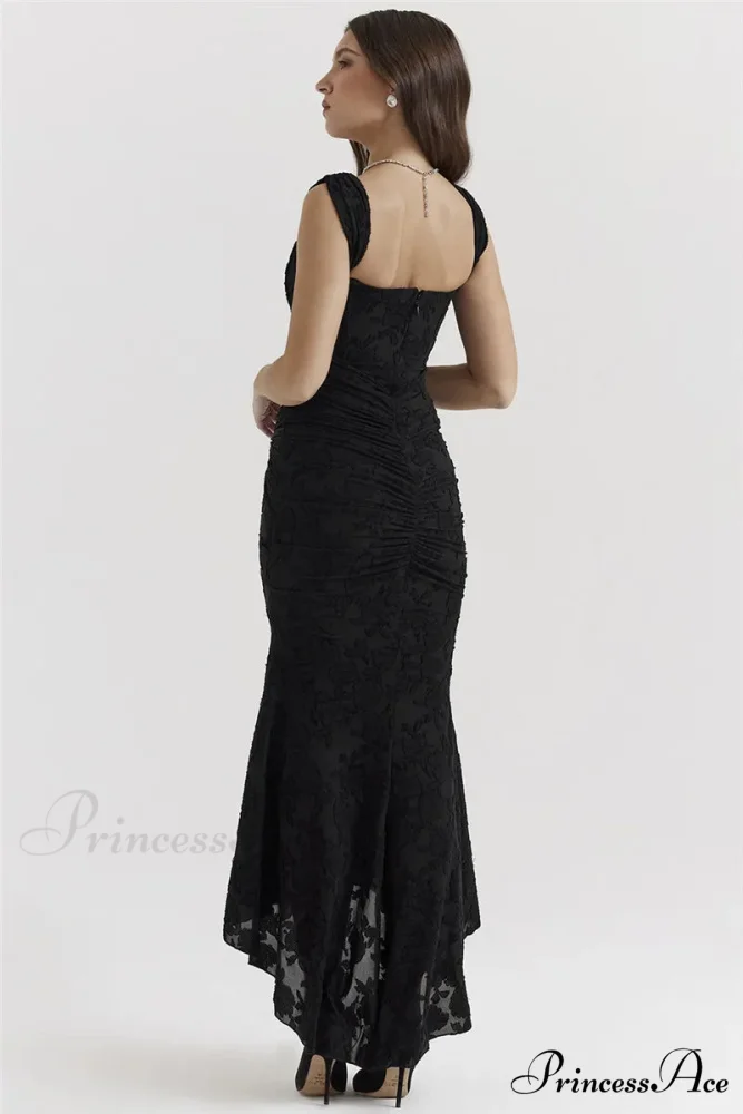 Lace Textured Strap Charming Wrap Midi Dress - Image 36