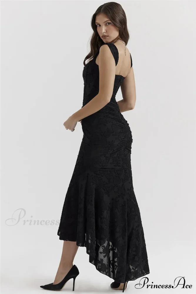 Lace Textured Strap Charming Wrap Midi Dress - Image 38