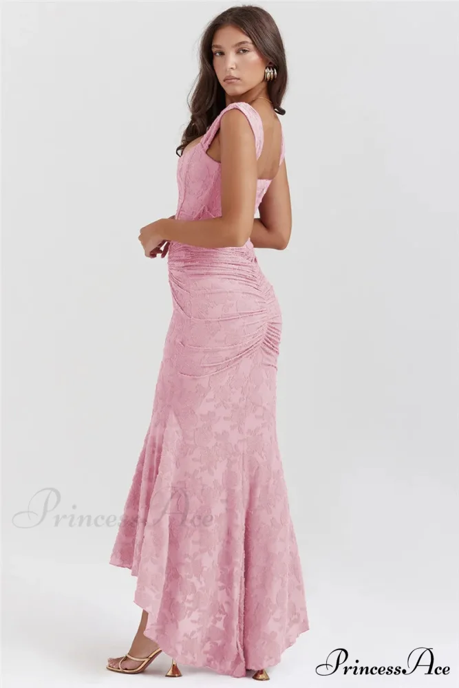Lace Textured Strap Charming Wrap Midi Dress - Image 5