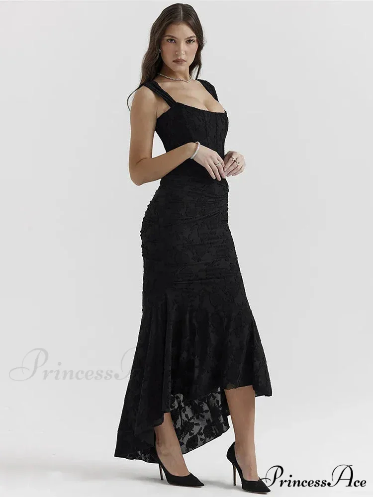 Lace Textured Strap Charming Wrap Midi Dress - Image 8