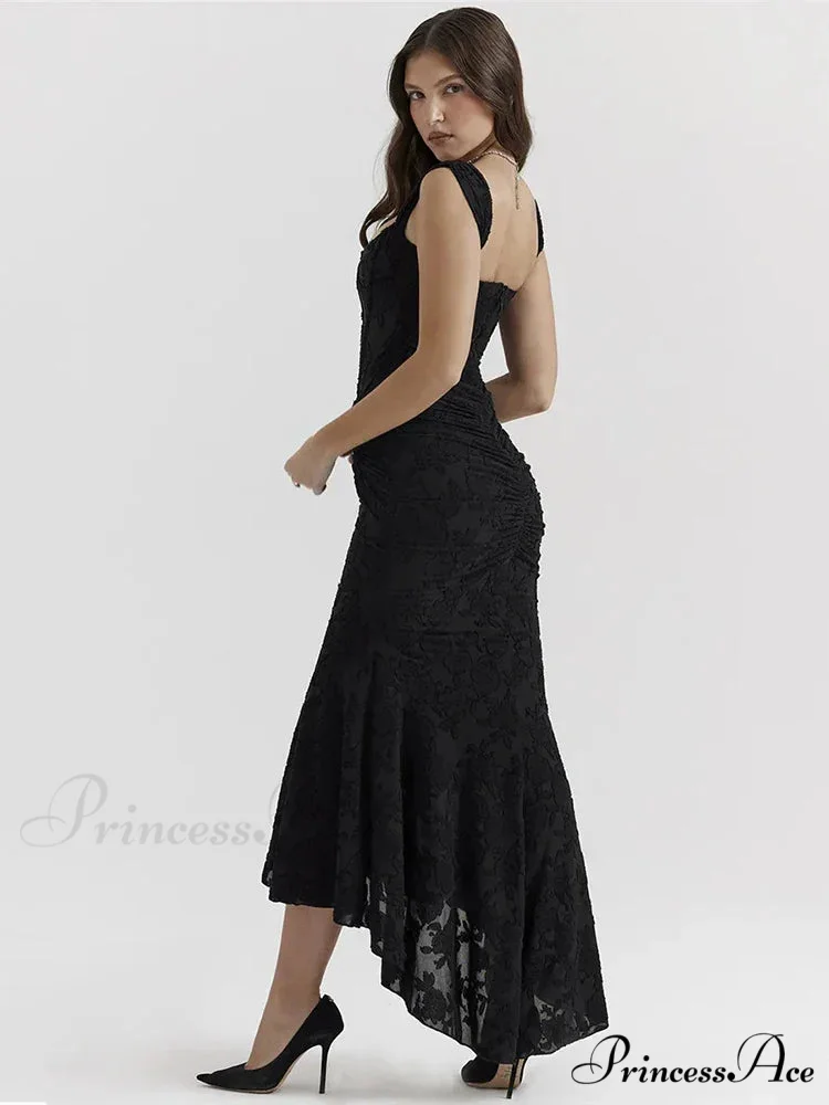 Lace Textured Strap Charming Wrap Midi Dress - Image 9