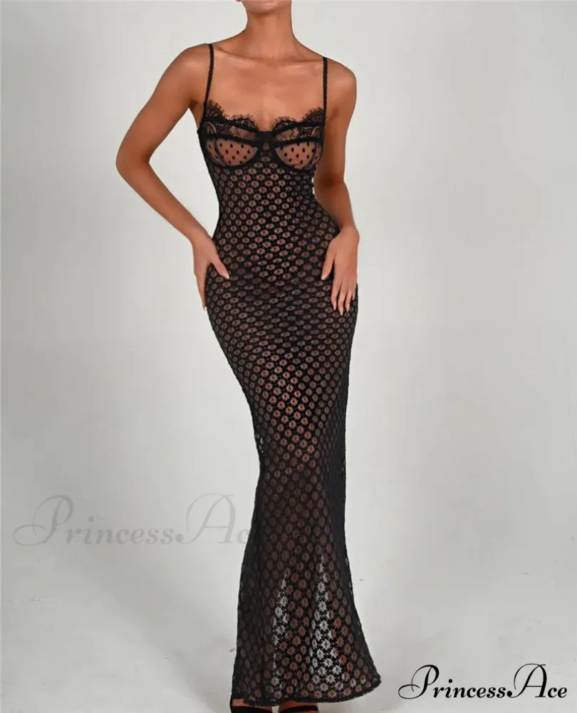 Black Lace Stylish Layered Maxi Dress - Image 7