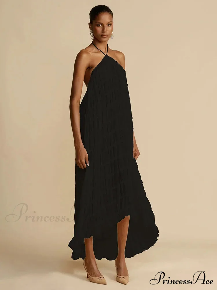 Halter Neck Stylish Ruched Midi Dress - Image 14