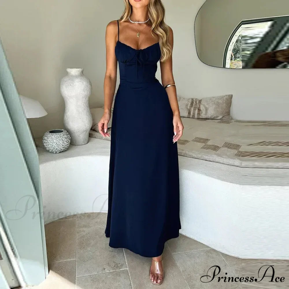 Cami Tie Up Charming Solid Maxi Dress - Image 14