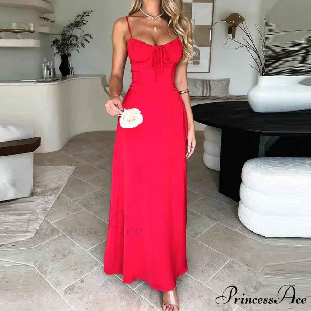 Cami Tie Up Charming Solid Maxi Dress - Image 5