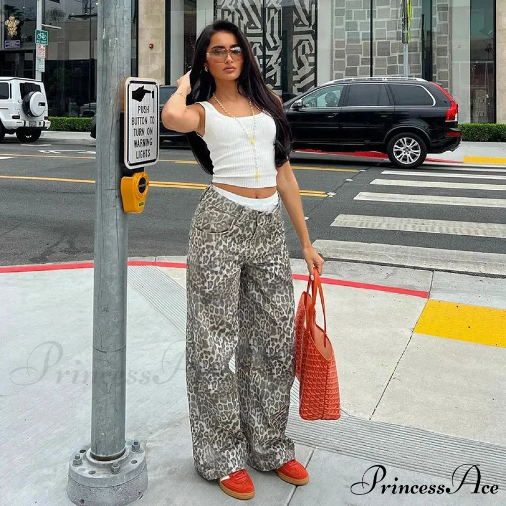 Leopard Print Stylish Straight Trousers - Image 12
