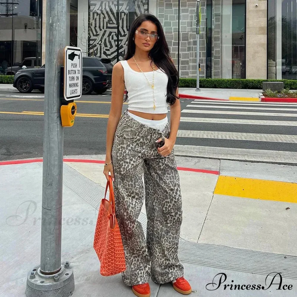Leopard Print Stylish Straight Trousers - Image 13