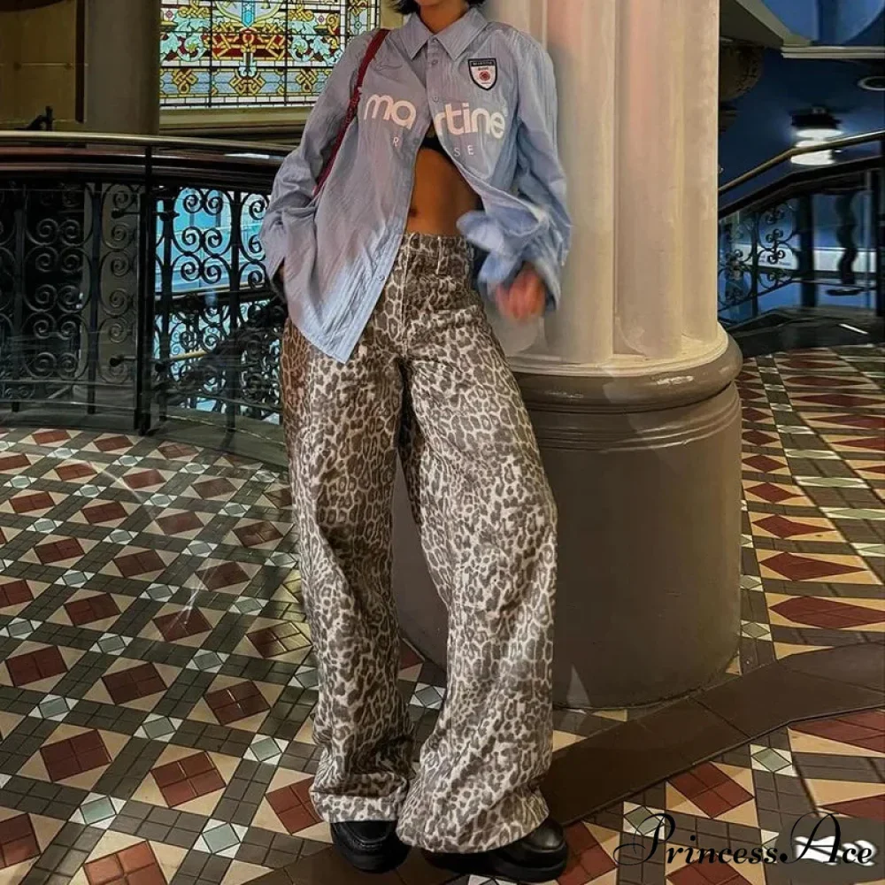Leopard Print Stylish Straight Trousers - Image 16