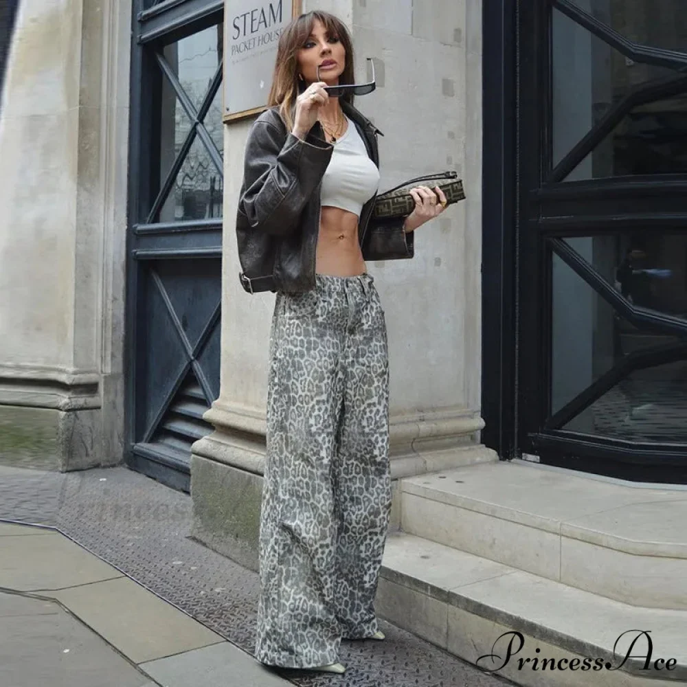 Leopard Print Stylish Straight Trousers - Image 18
