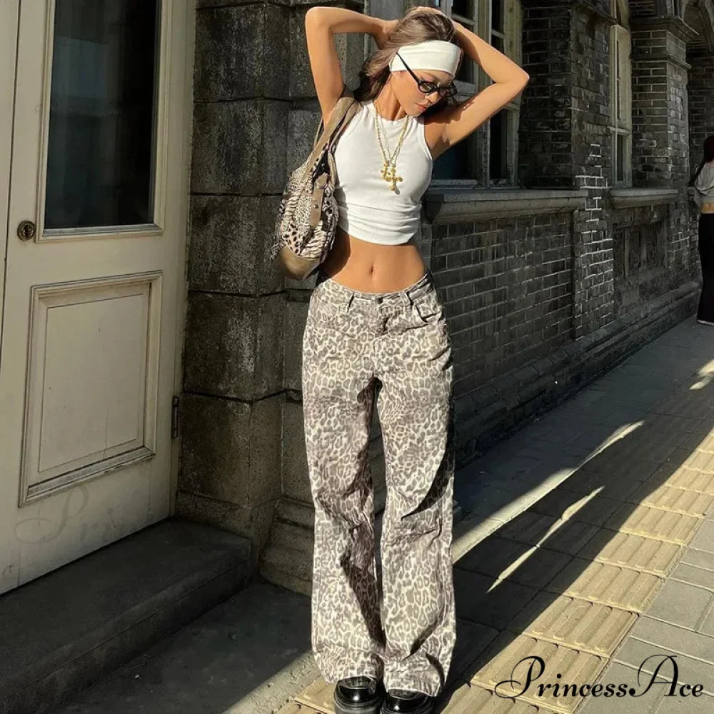 Leopard Print Stylish Straight Trousers - Image 19