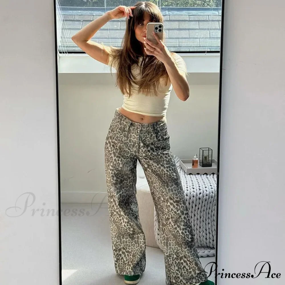 Leopard Print Stylish Straight Trousers - Image 23
